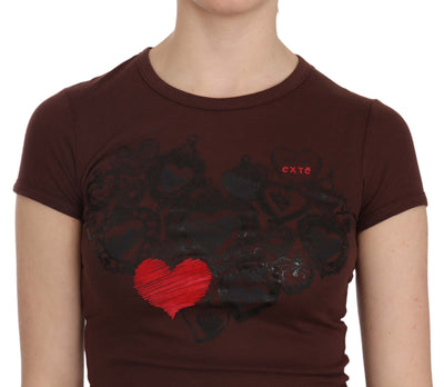 T-shirt décontracté à manches courtes Exte Brown Hearts