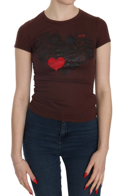 T-shirt décontracté à manches courtes Exte Brown Hearts