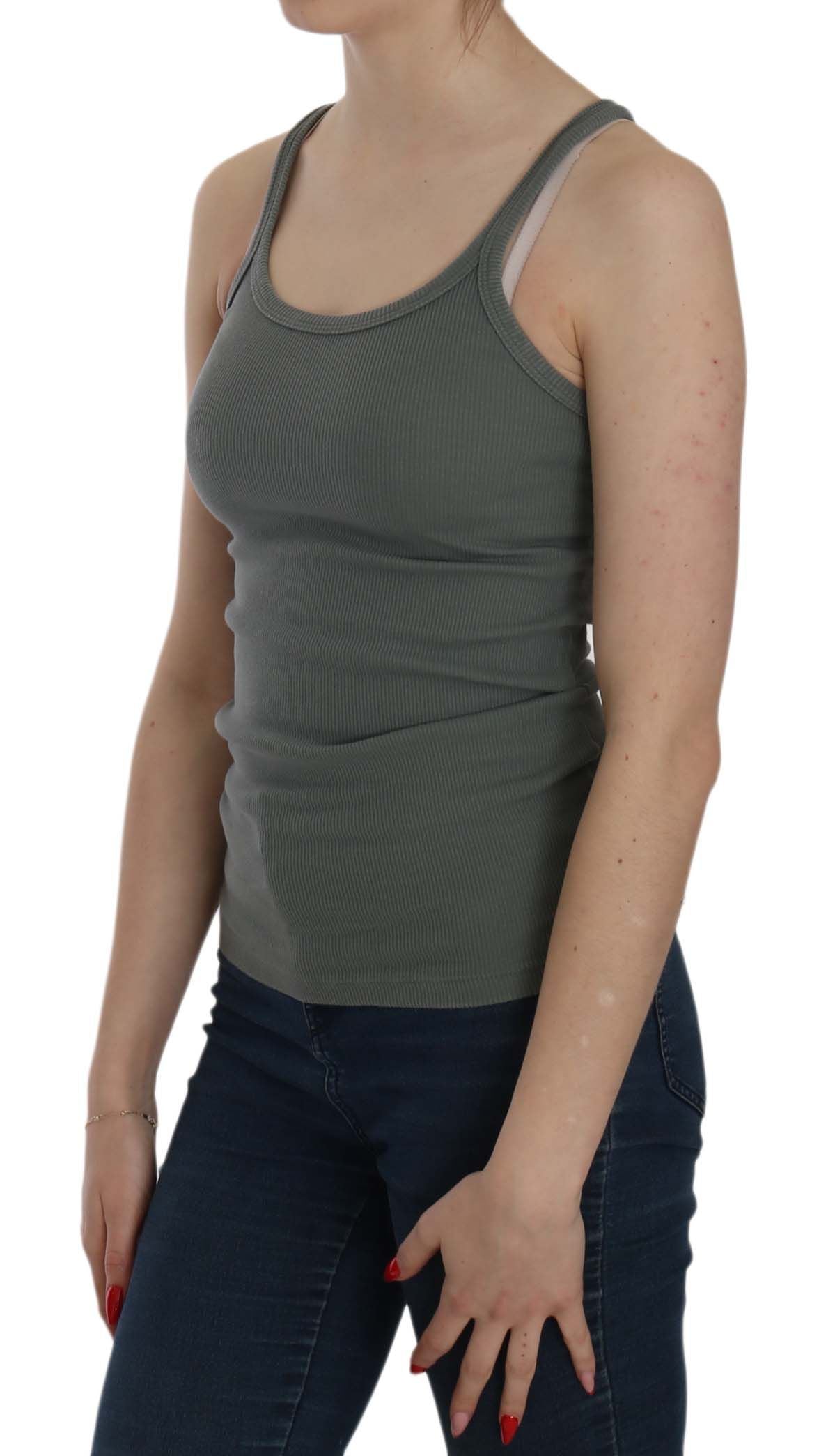 PINK MEMORIES Groen Mouwloos Spaghetti Tank T-shirt Blouse