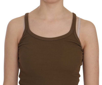 PINK MEMORIES Brown Sleeveless Spaghetti Strap Blouse Top