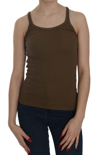 PINK MEMORIES Brown Sleeveless Spaghetti Strap Blouse Top