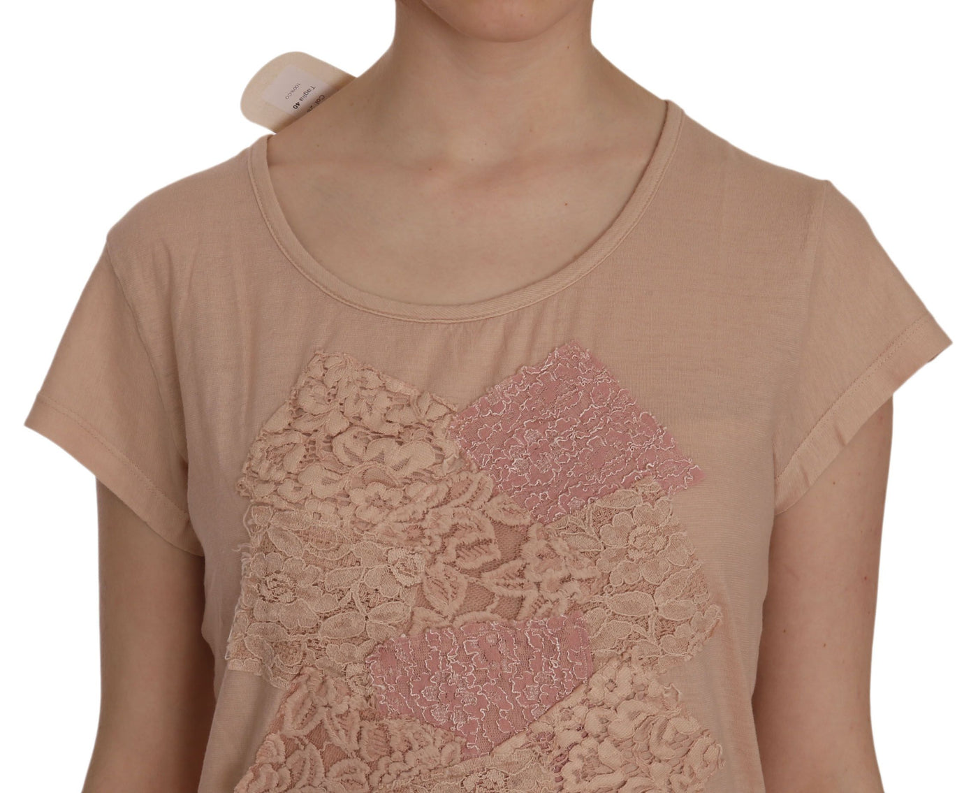 Robe courte droite à manches courtes en dentelle rose PINK MEMORIES