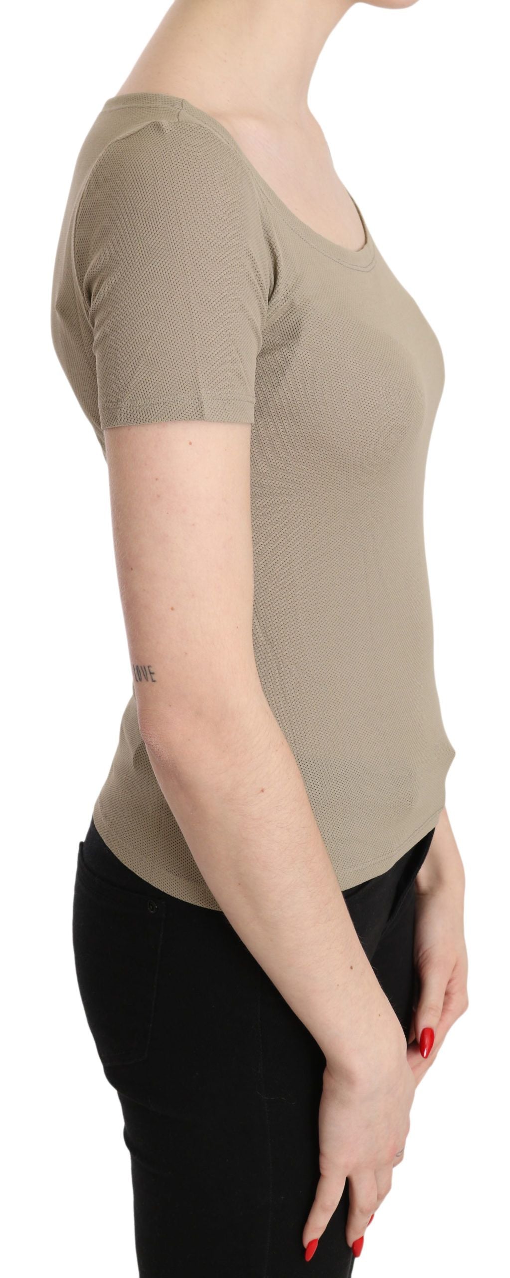 GF Ferre Grijze 100% Nylon Korte Mouw Casual Tanktop Blouse
