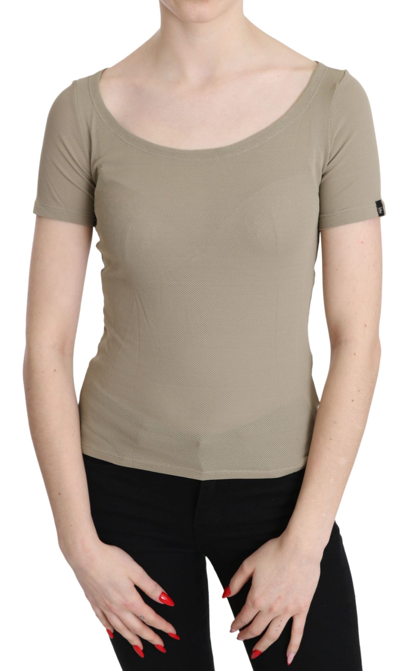 GF Ferre Grijze 100% Nylon Korte Mouw Casual Tanktop Blouse