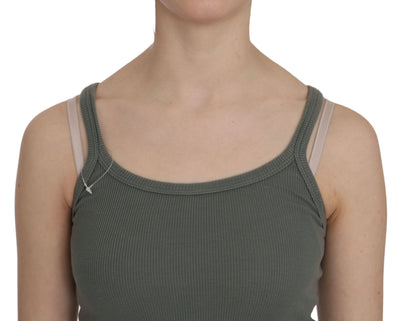 PINK MEMORIES Groene spaghettibandjes slim fit casual tanktop blouse