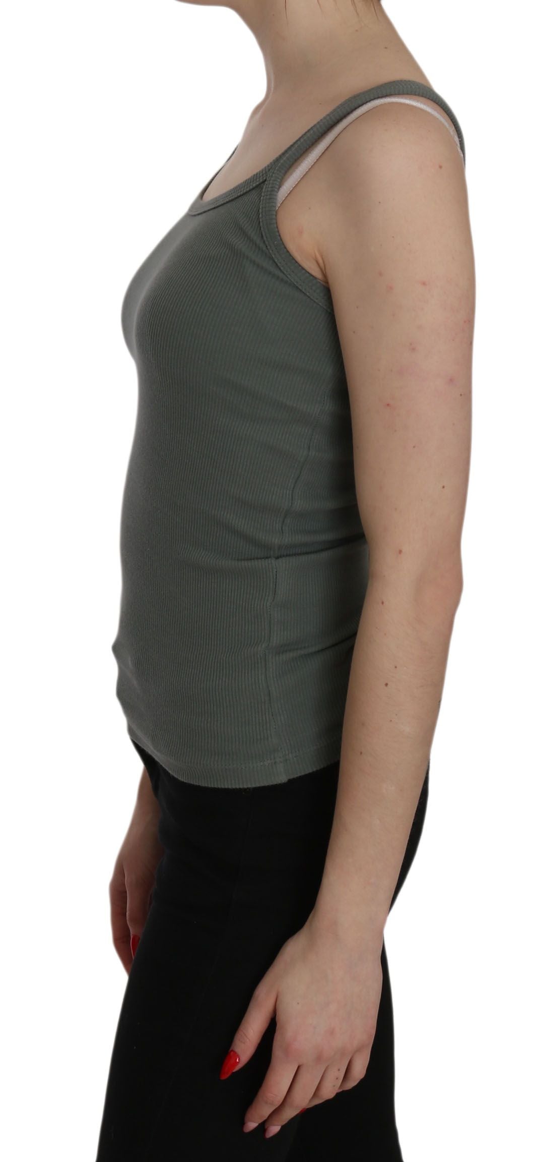 PINK MEMORIES Groene spaghettibandjes slim fit casual tanktop blouse