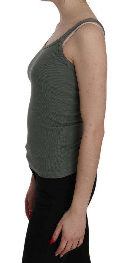 PINK MEMORIES Groene spaghettibandjes slim fit casual tanktop blouse