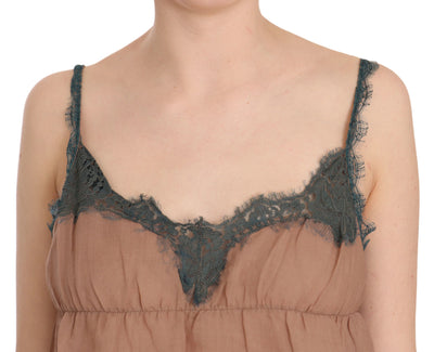 PINK MEMORIES Bruine kanten spaghettibandjes tanktop blouse
