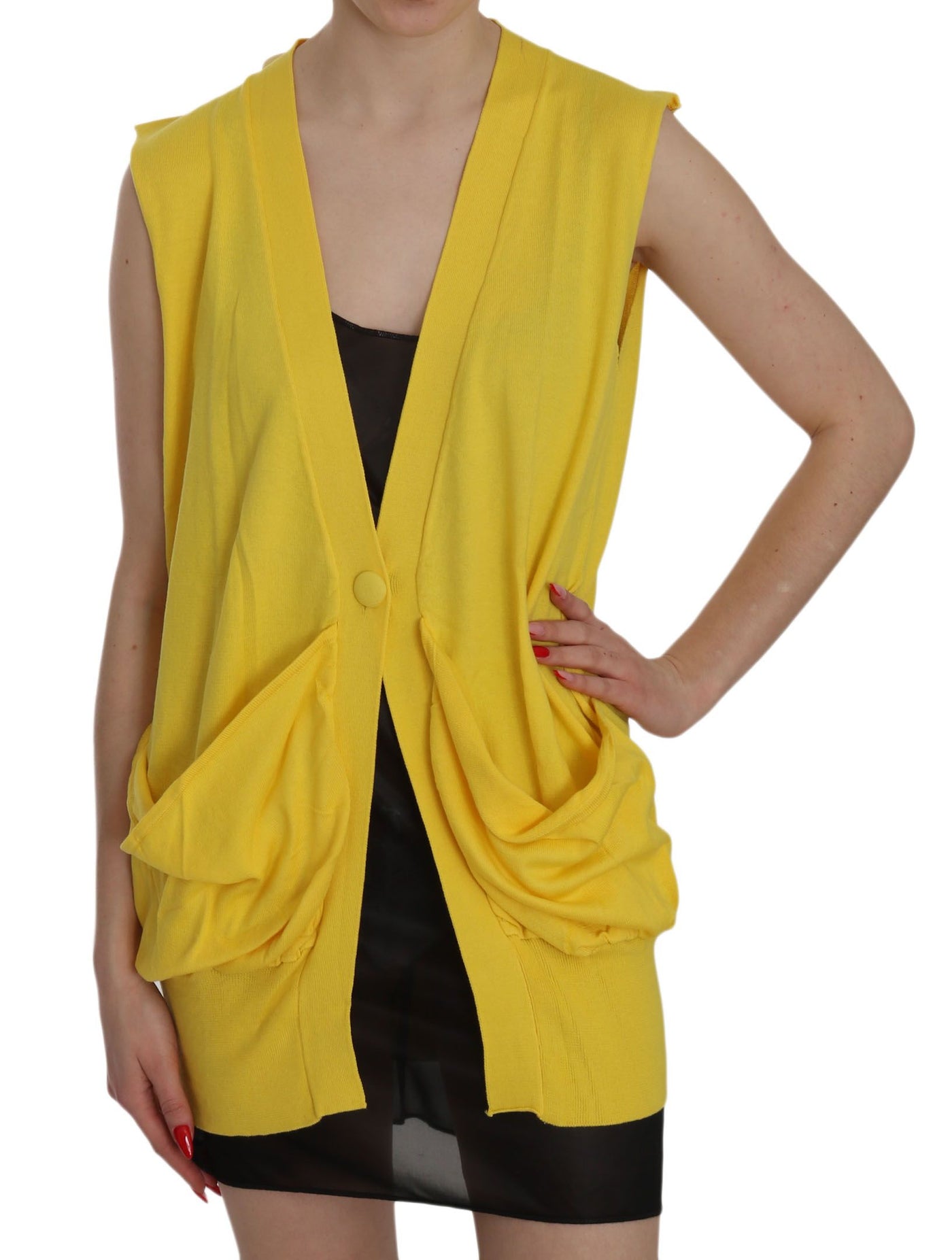 PINK MEMORIES Gilet sans manches jaune 100 % coton