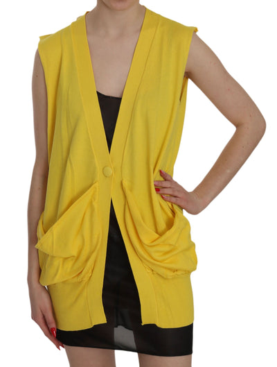 PINK MEMORIES Gilet sans manches jaune 100 % coton