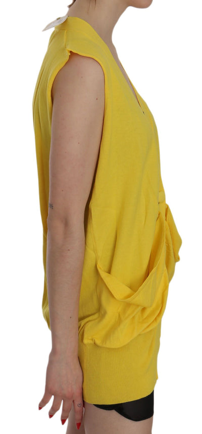 PINK MEMORIES Gilet sans manches jaune 100 % coton