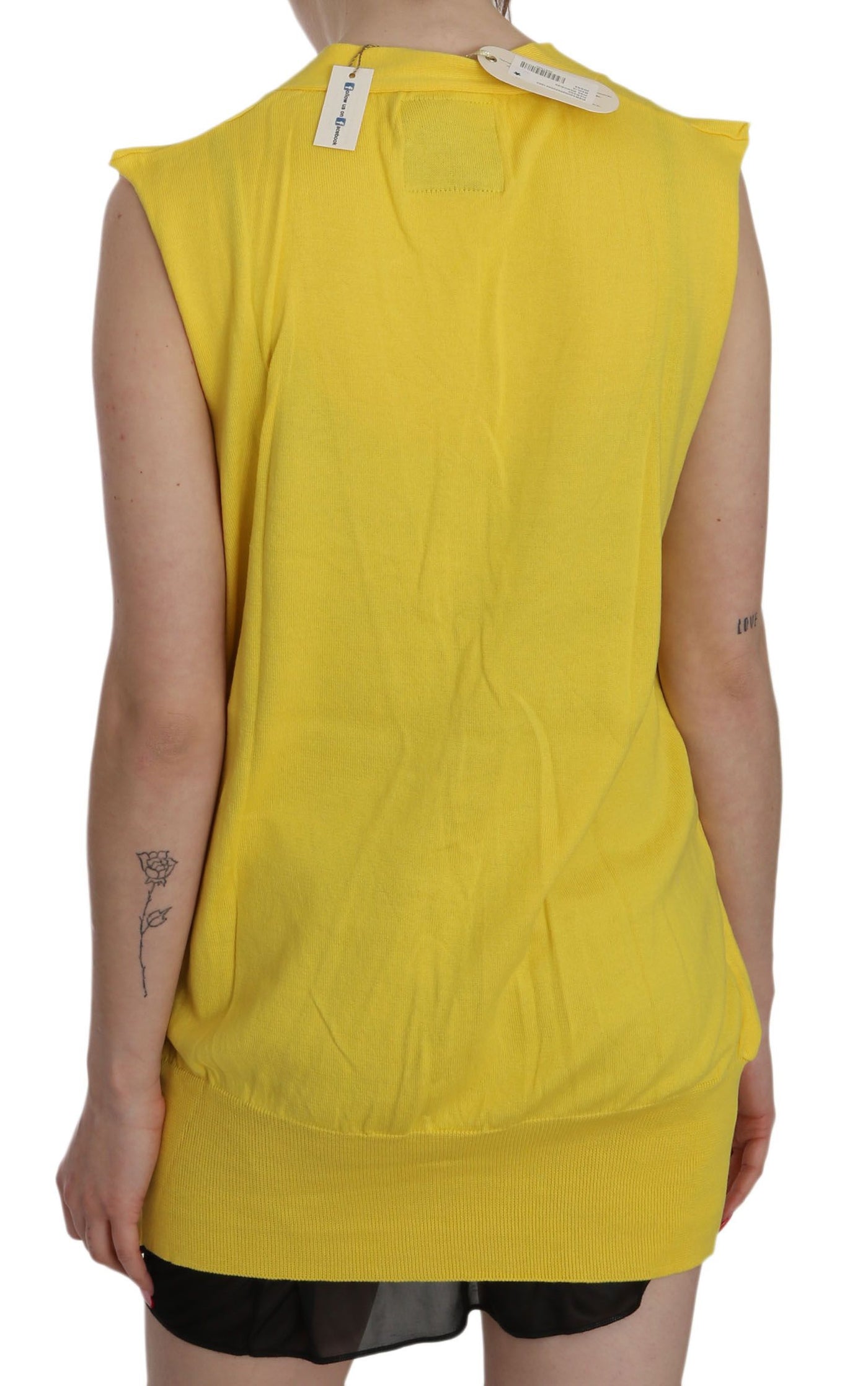 PINK MEMORIES Gilet sans manches jaune 100 % coton