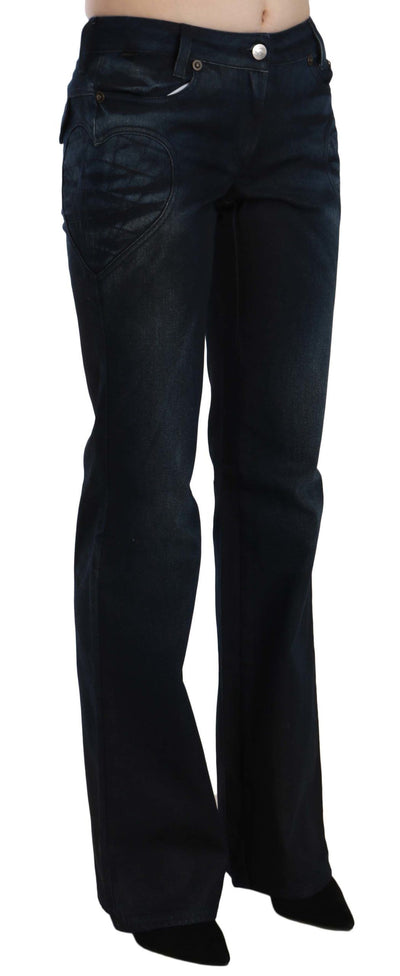 Just Cavalli Blauwe Gewassen Middelhoge Rechte Denim Broek