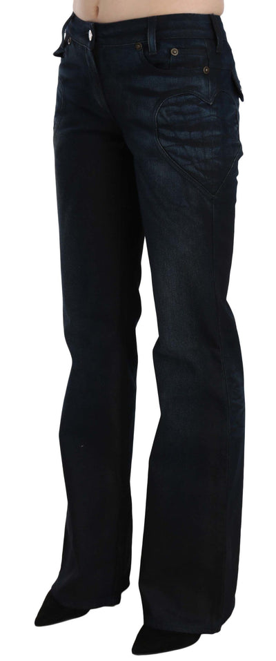 Just Cavalli Blauwe Gewassen Middelhoge Rechte Denim Broek