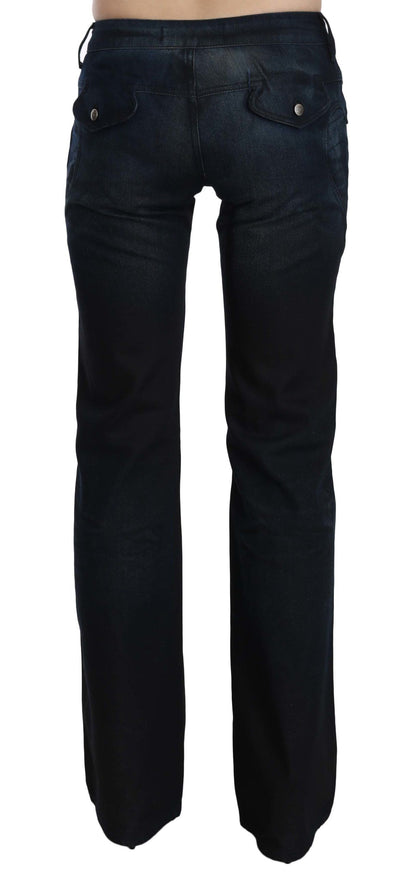 Just Cavalli Blauwe Gewassen Middelhoge Rechte Denim Broek