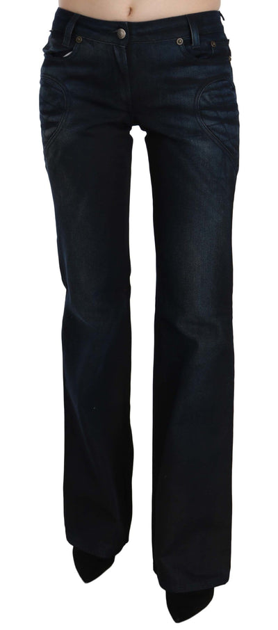 Just Cavalli Blauwe Gewassen Middelhoge Rechte Denim Broek