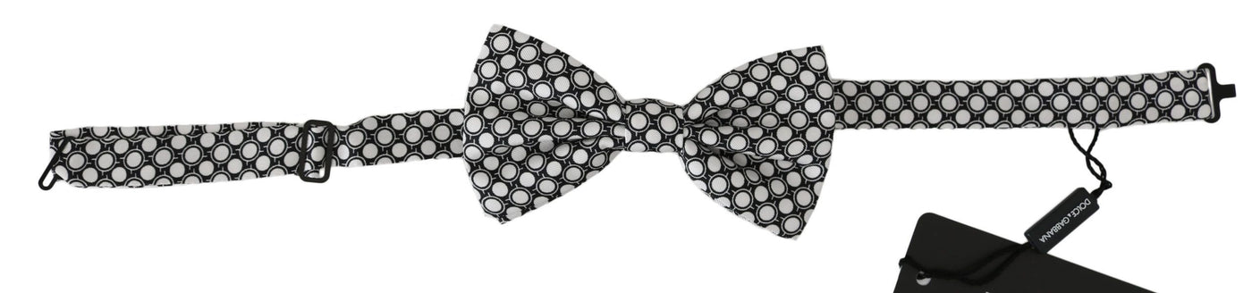 Dolce &amp; Gabbana Heren Zwart Wit Cirkels Verstelbare Hals Papillon Strik