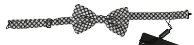 Dolce &amp; Gabbana Heren Zwart Wit Cirkels Verstelbare Hals Papillon Strik