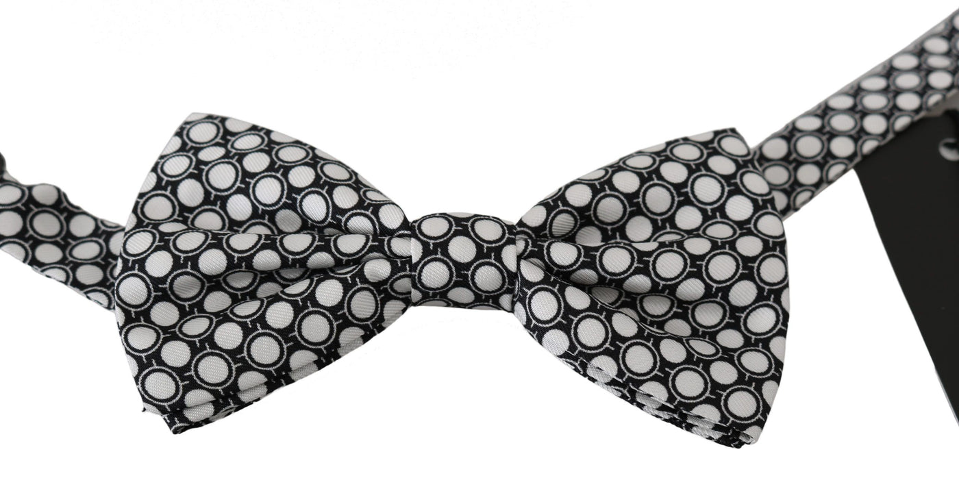 Dolce &amp; Gabbana Heren Zwart Wit Cirkels Verstelbare Hals Papillon Strik