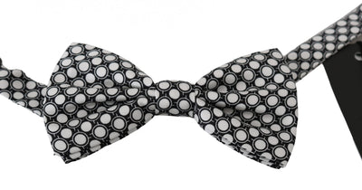 Dolce &amp; Gabbana Heren Zwart Wit Cirkels Verstelbare Hals Papillon Strik