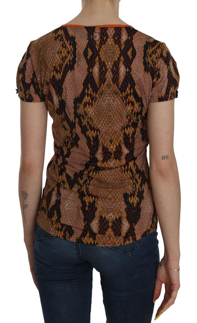 Just Cavalli slangenhuidprint T-shirt met korte mouwen