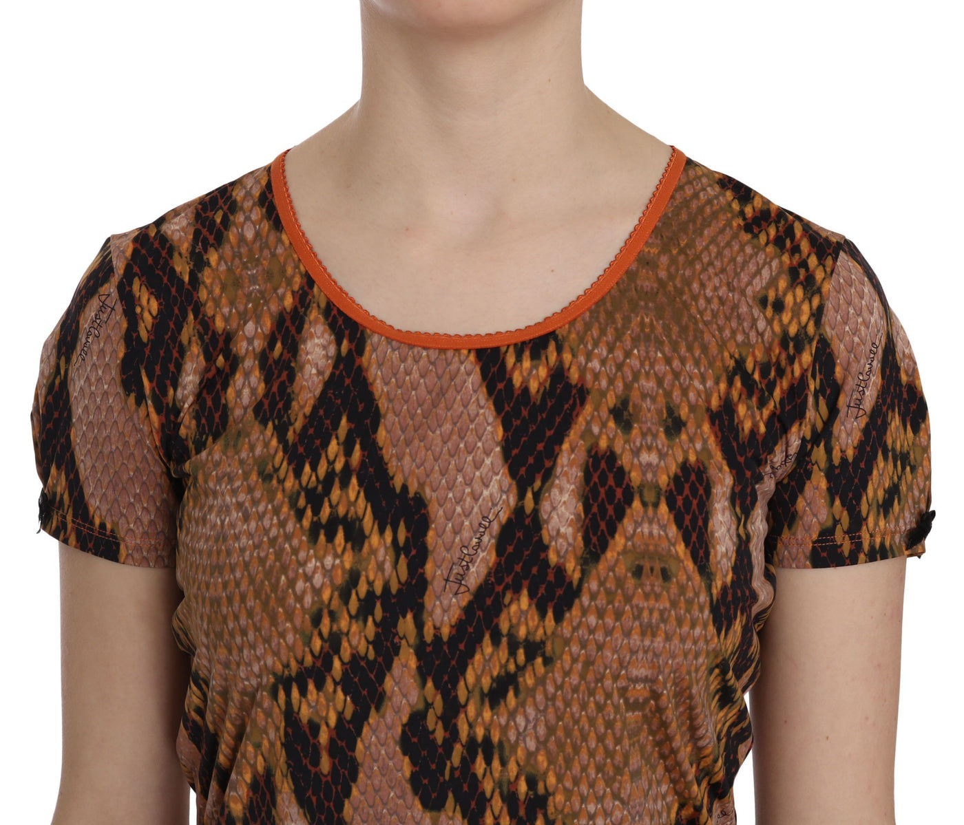 Just Cavalli slangenhuidprint T-shirt met korte mouwen