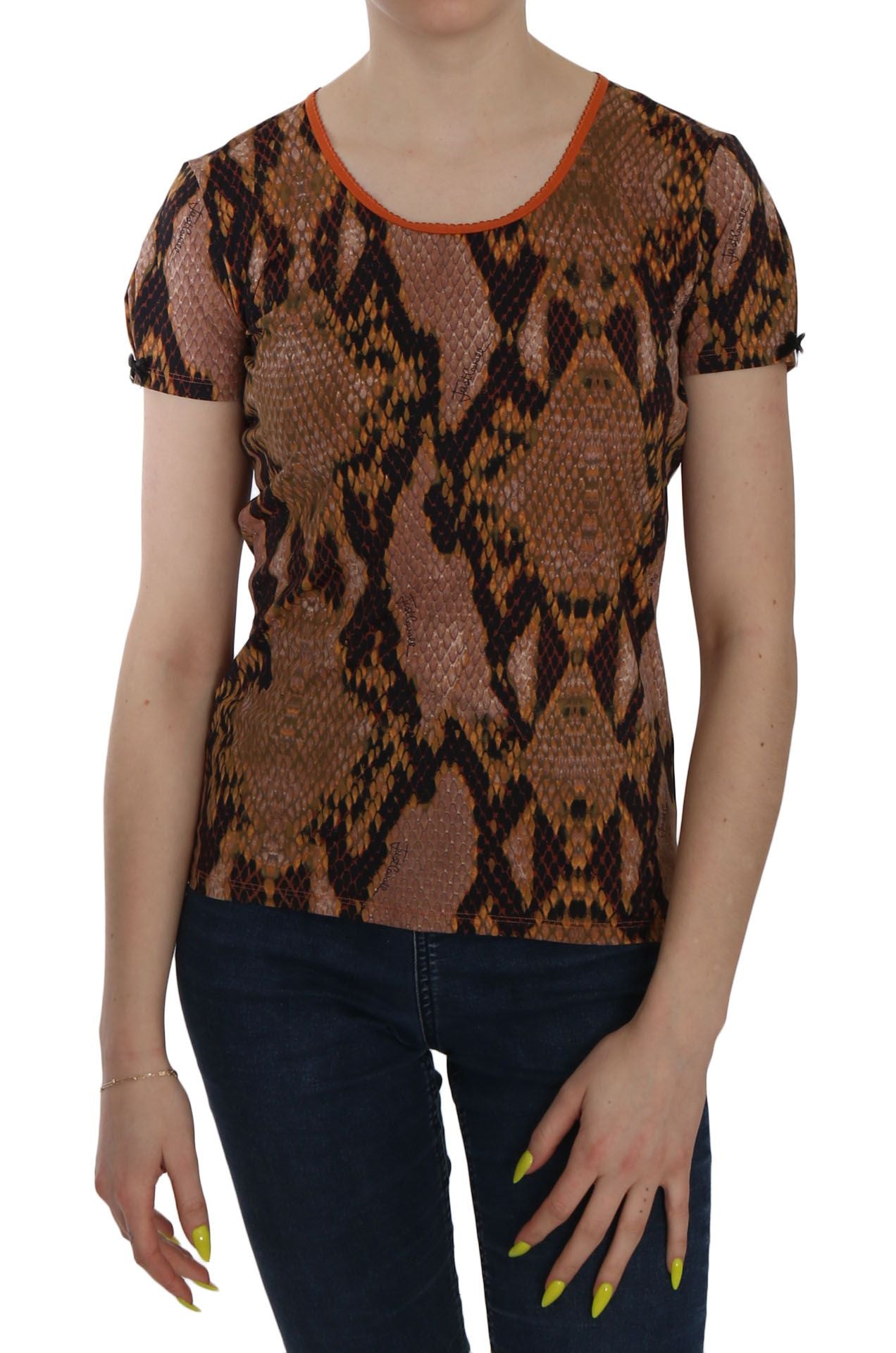 Just Cavalli slangenhuidprint T-shirt met korte mouwen