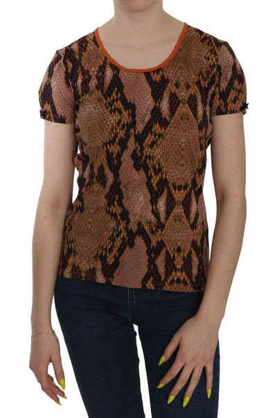 Just Cavalli slangenhuidprint T-shirt met korte mouwen