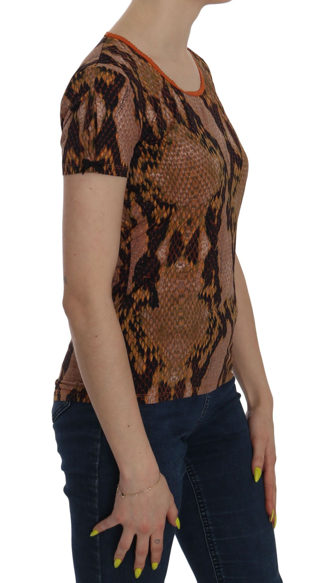 Just Cavalli slangenhuidprint T-shirt met korte mouwen