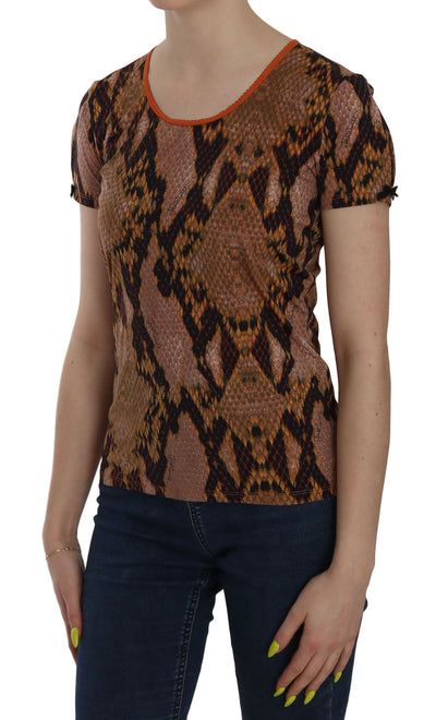 Just Cavalli slangenhuidprint T-shirt met korte mouwen