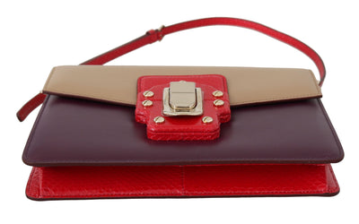 Sac à bandoulière Dolce &amp; Gabbana en cuir violet beige rouge