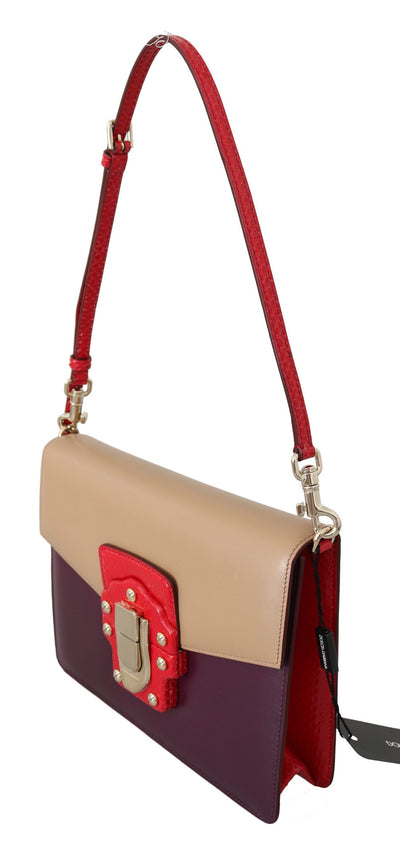 Sac à bandoulière Dolce &amp; Gabbana en cuir violet beige rouge