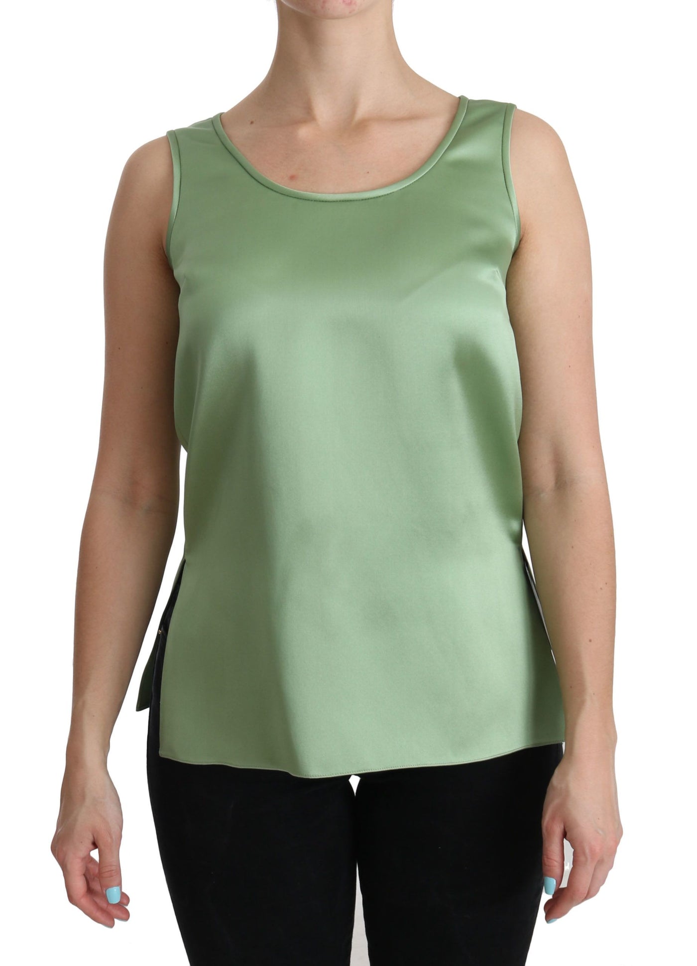 Chemisier débardeur vert sans manches Dolce &amp; Gabbana 100 % soie