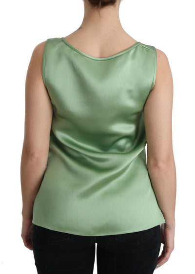 Chemisier débardeur vert sans manches Dolce &amp; Gabbana 100 % soie