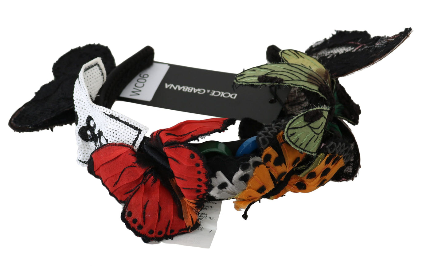 Dolce &amp; Gabbana Tiara Floral Butterfly Sequin Diadeem Hoofdband