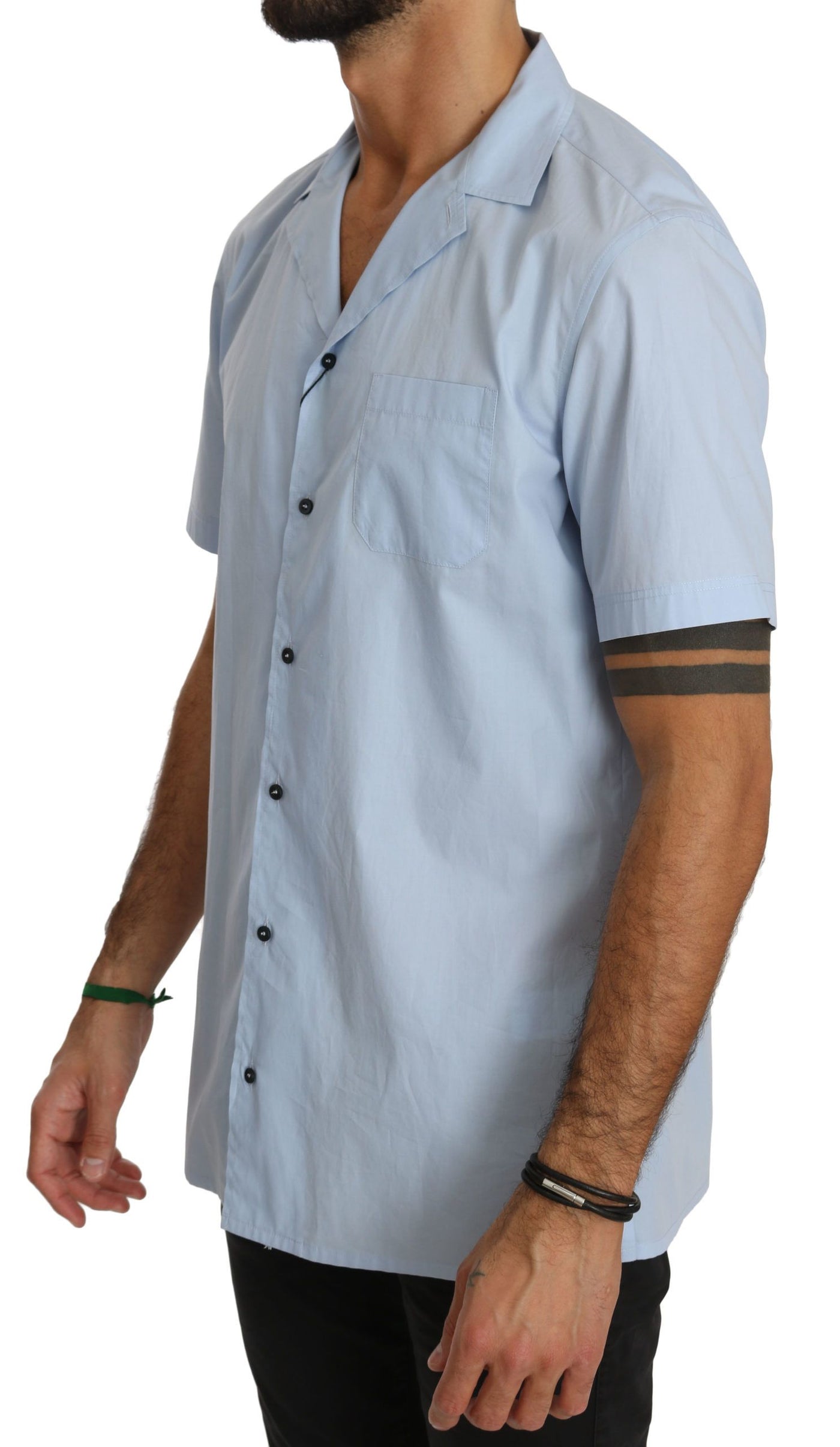 Chemise bleue à manches courtes Dolce &amp; Gabbana 100 % coton