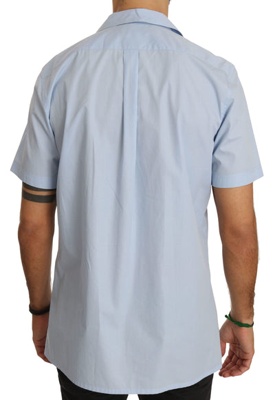 Chemise bleue à manches courtes Dolce &amp; Gabbana 100 % coton
