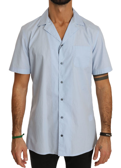 Chemise bleue à manches courtes Dolce &amp; Gabbana 100 % coton