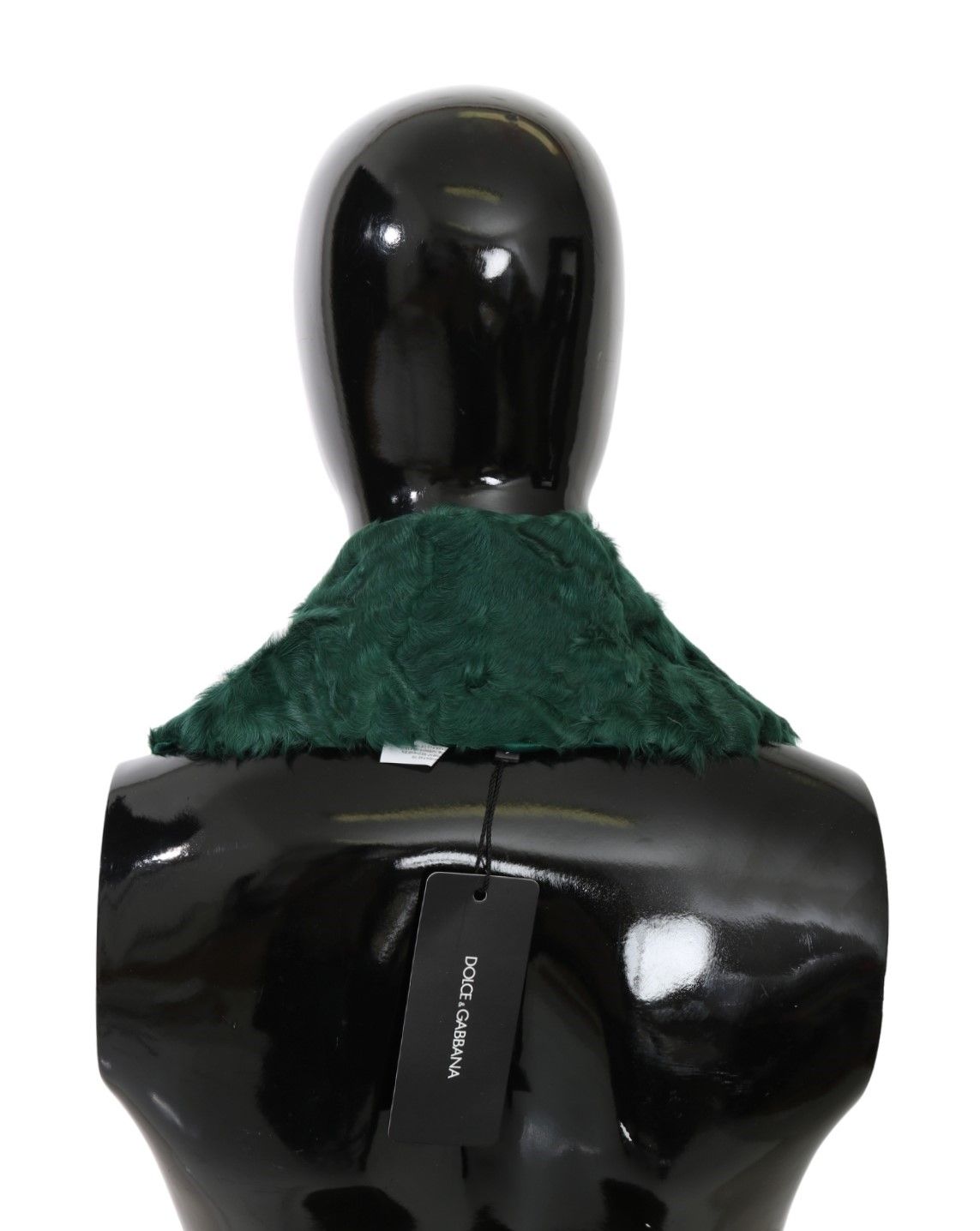 Écharpe en cuir d'agneau à col en fourrure verte Dolce &amp; Gabbana