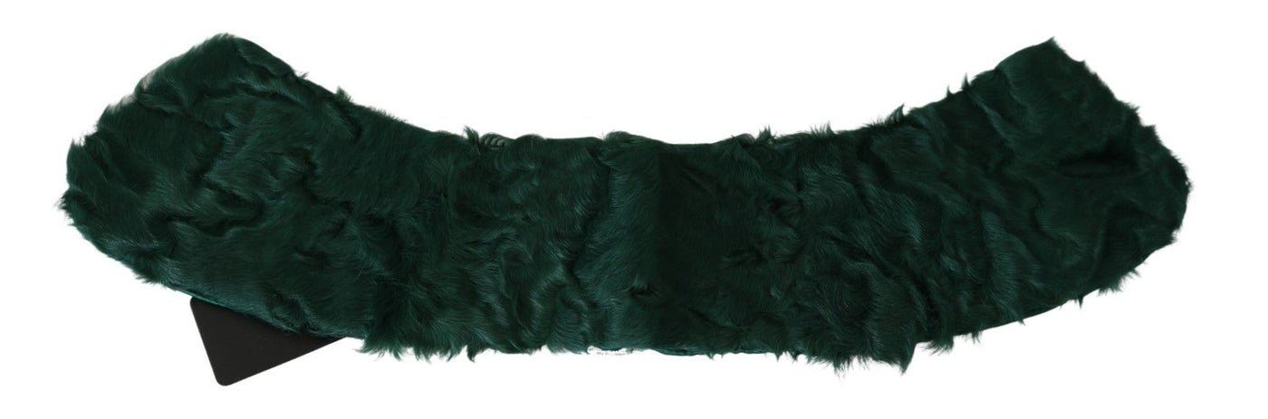Écharpe en cuir d'agneau à col en fourrure verte Dolce &amp; Gabbana