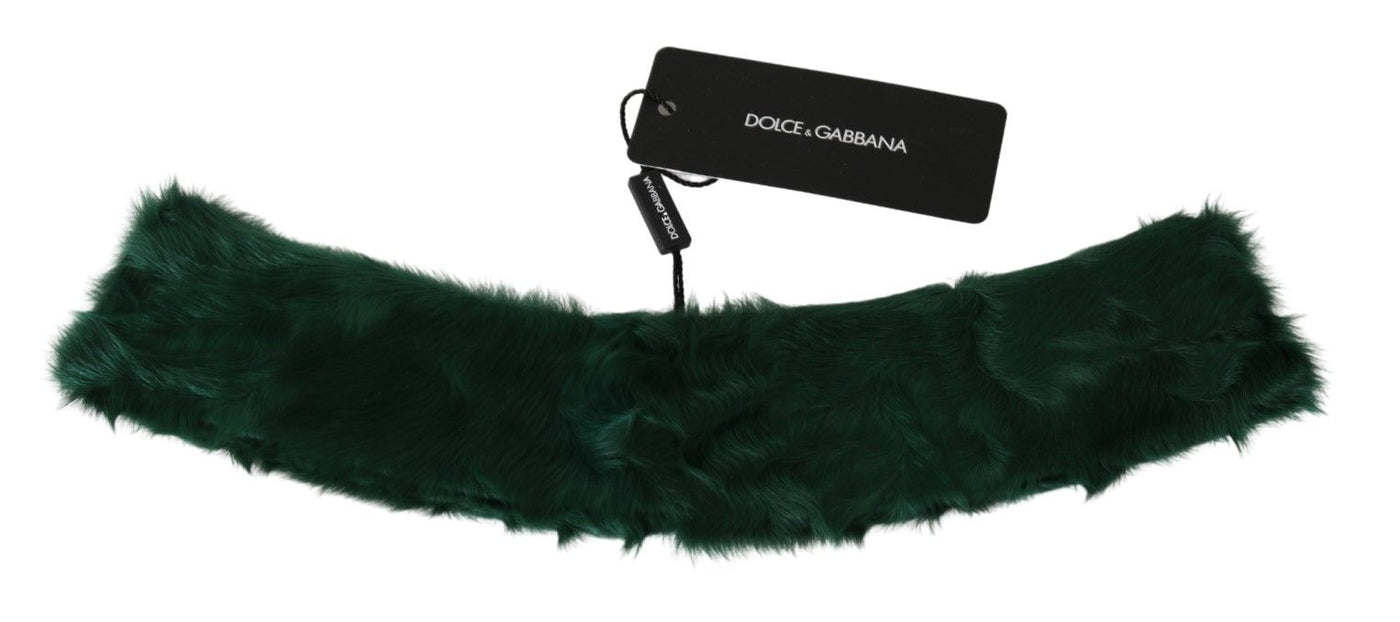 Écharpe en cuir d'agneau à col en fourrure verte Dolce &amp; Gabbana