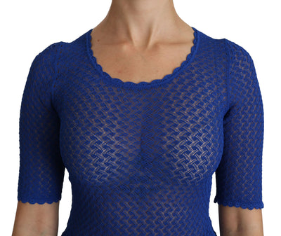 Chemisier en viscose bleu transparent à col rond Dolce &amp; Gabbana