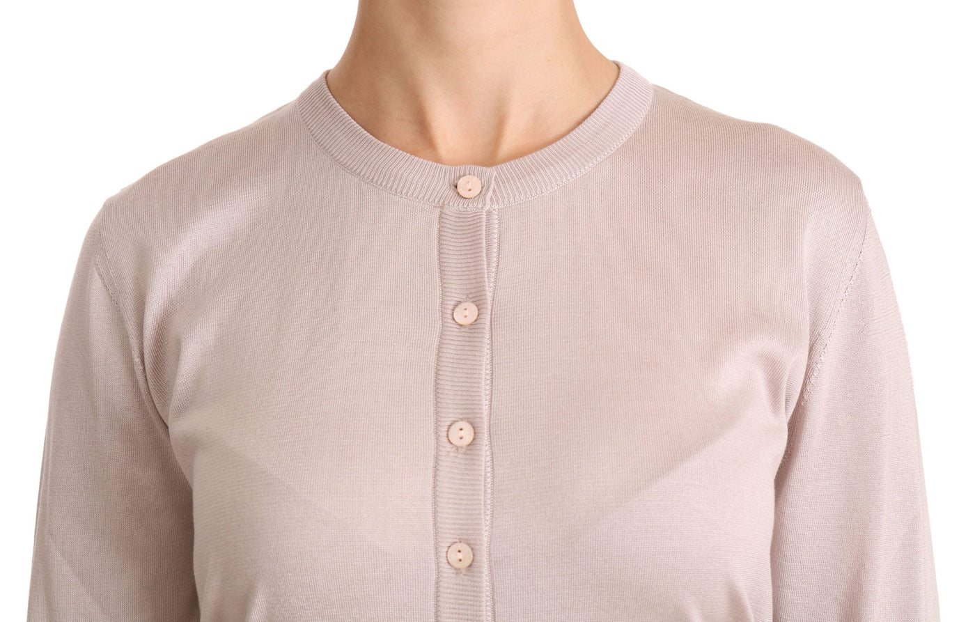 Dolce &amp; Gabbana Zijden Roze Lange Mouw Kanten Top Trui