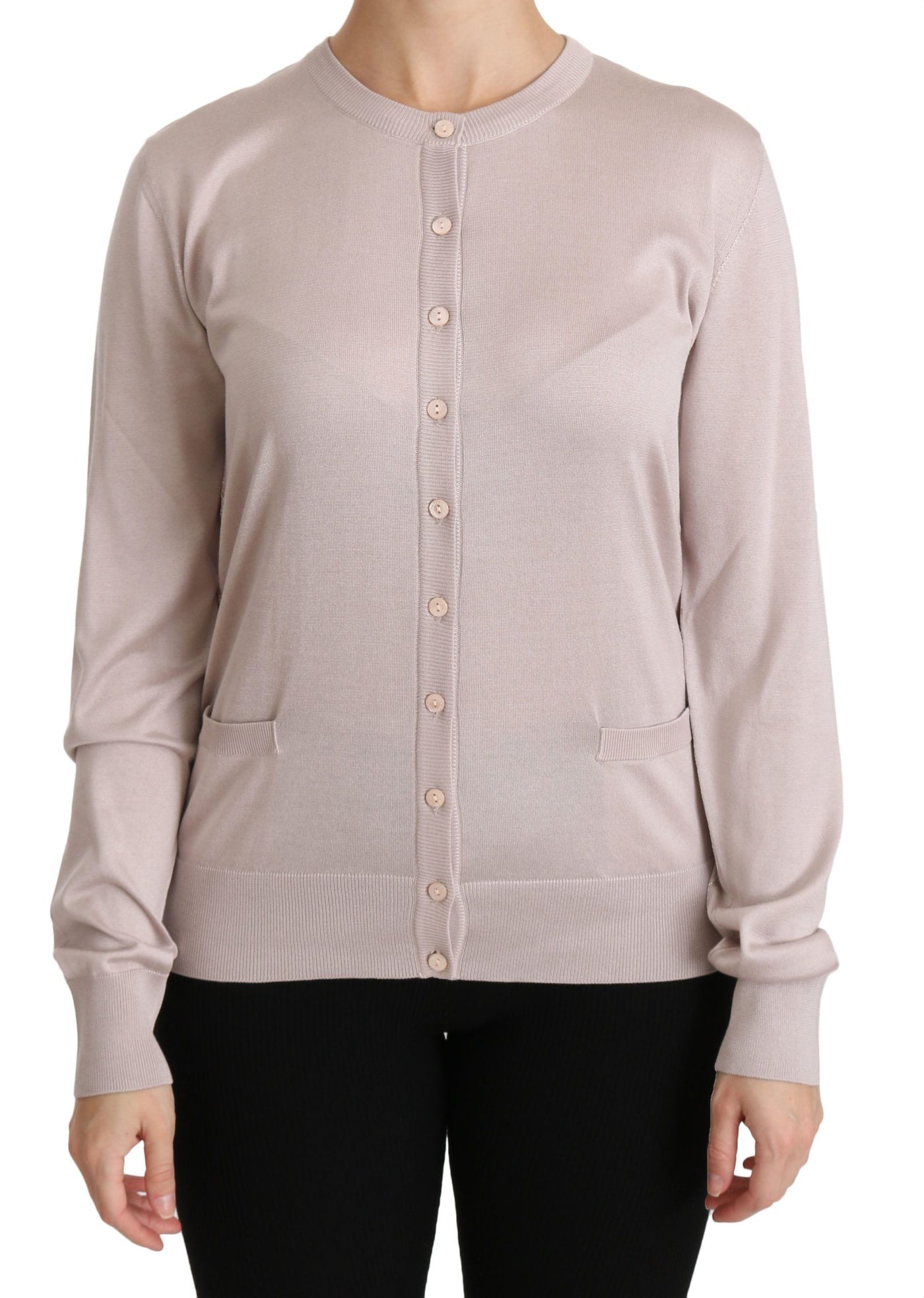 Dolce &amp; Gabbana Zijden Roze Lange Mouw Kanten Top Trui