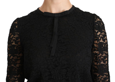 Dolce &amp; Gabbana Zwarte Kanten Blouse met Lange Mouwen van Nylon