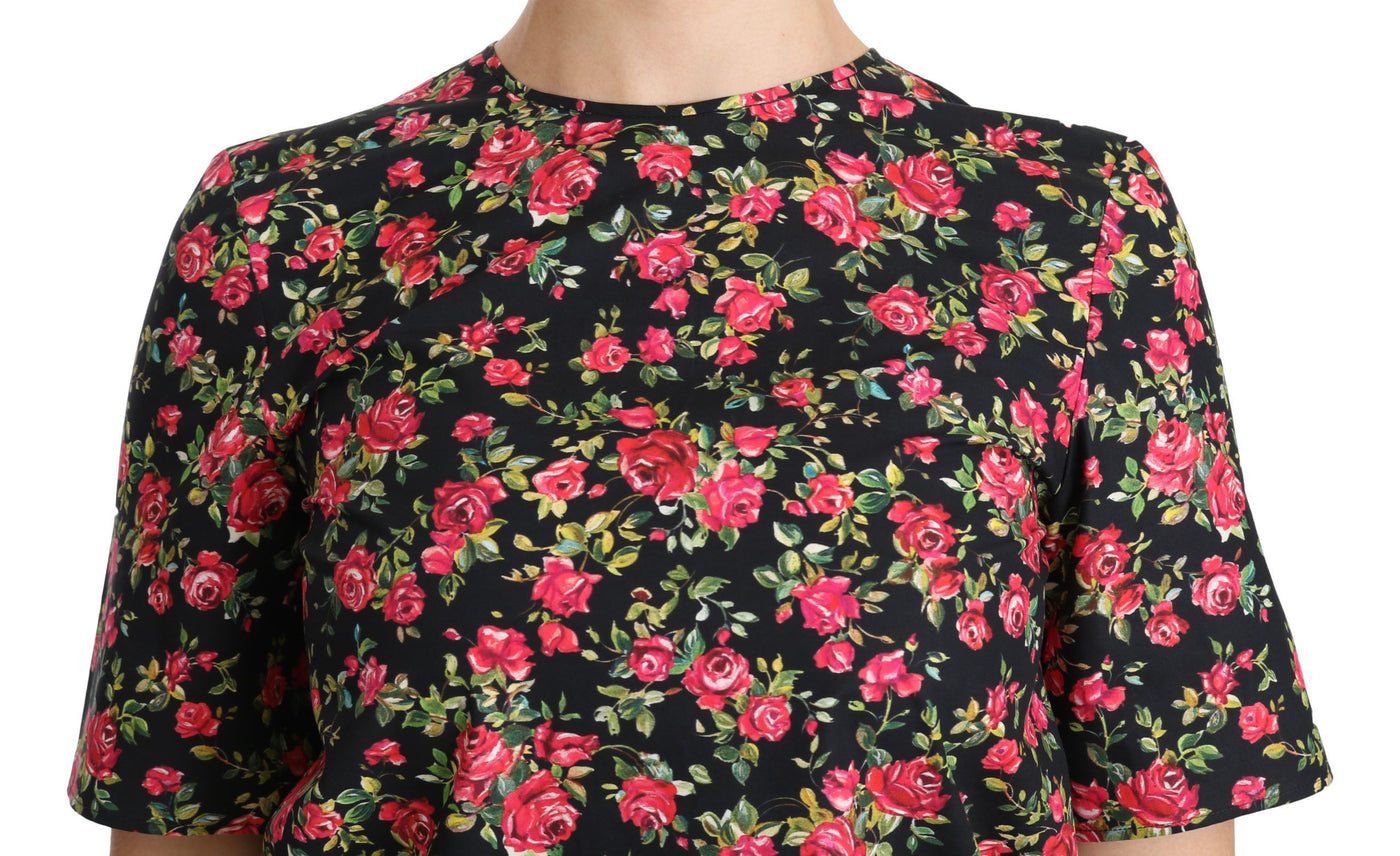 Chemisier à manches courtes Dolce &amp; Gabbana à fleurs noires et roses