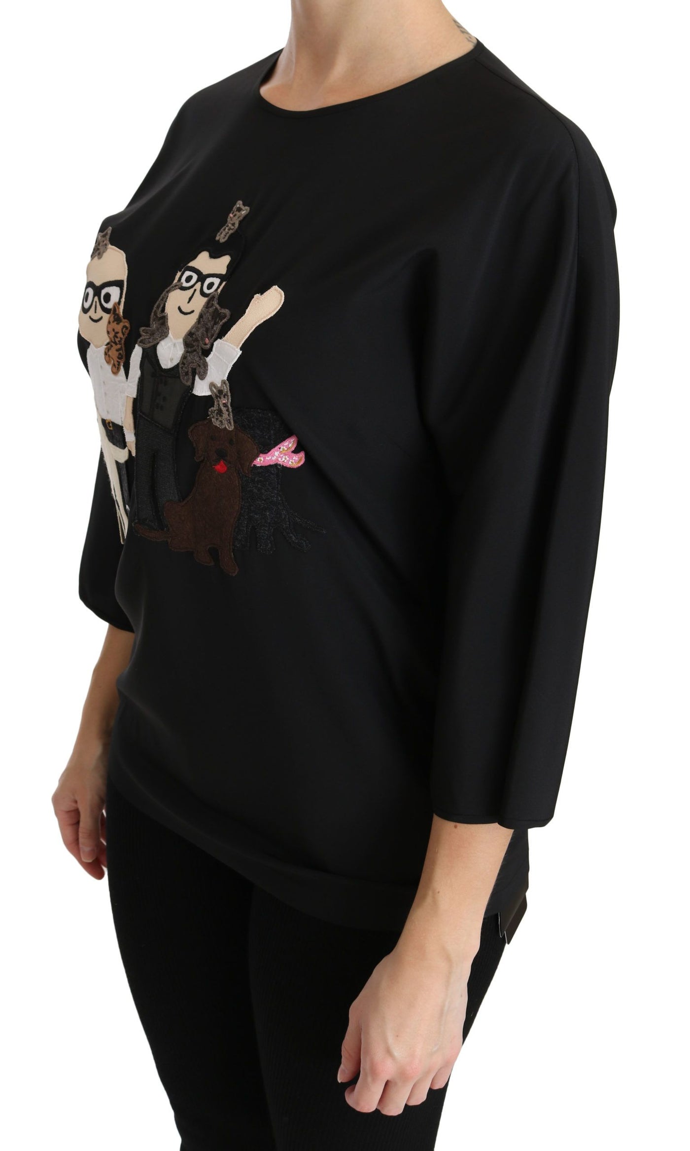Dolce &amp; Gabbana T-shirt noir #dgfamily Chemisier en soie