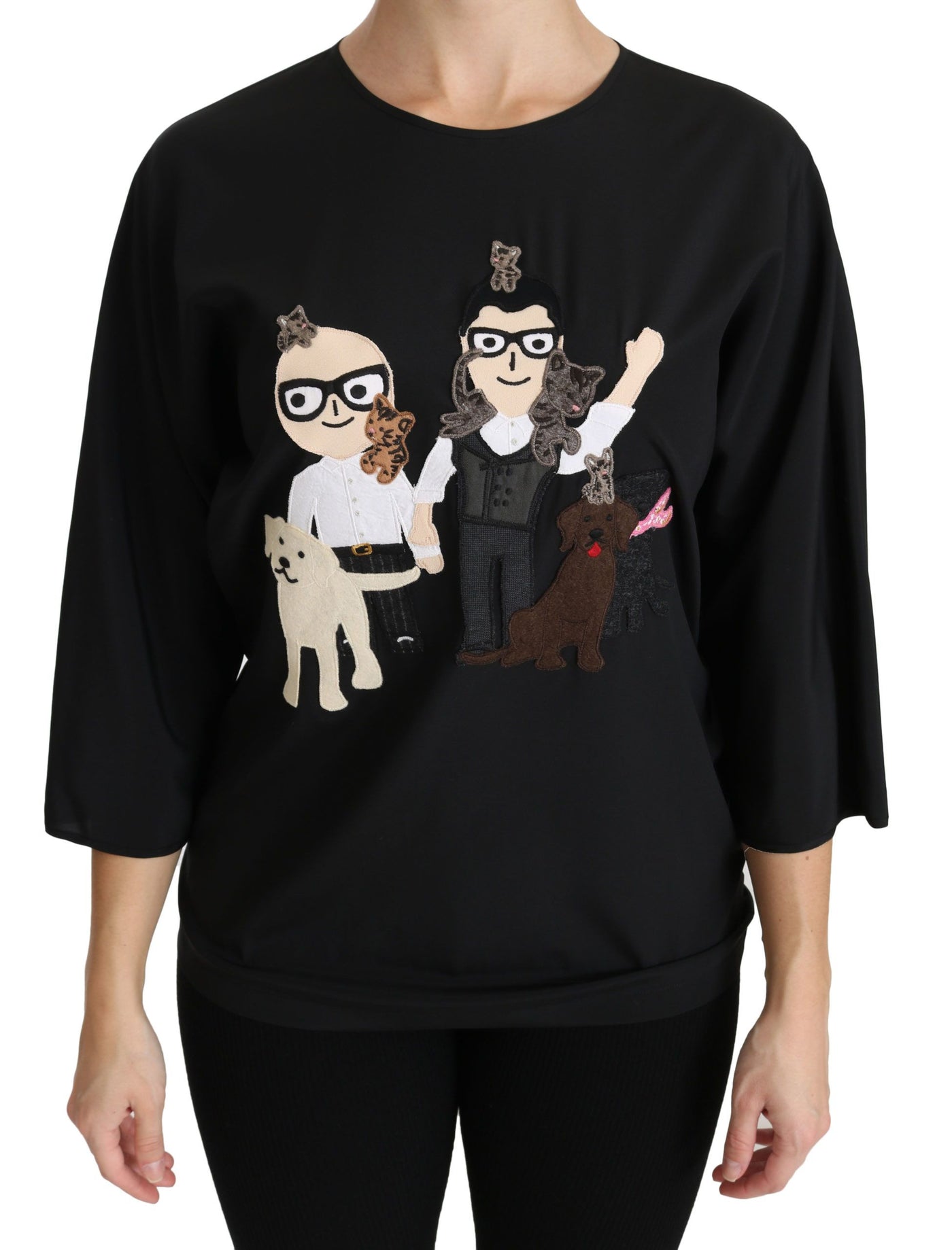 Dolce &amp; Gabbana T-shirt noir #dgfamily Chemisier en soie