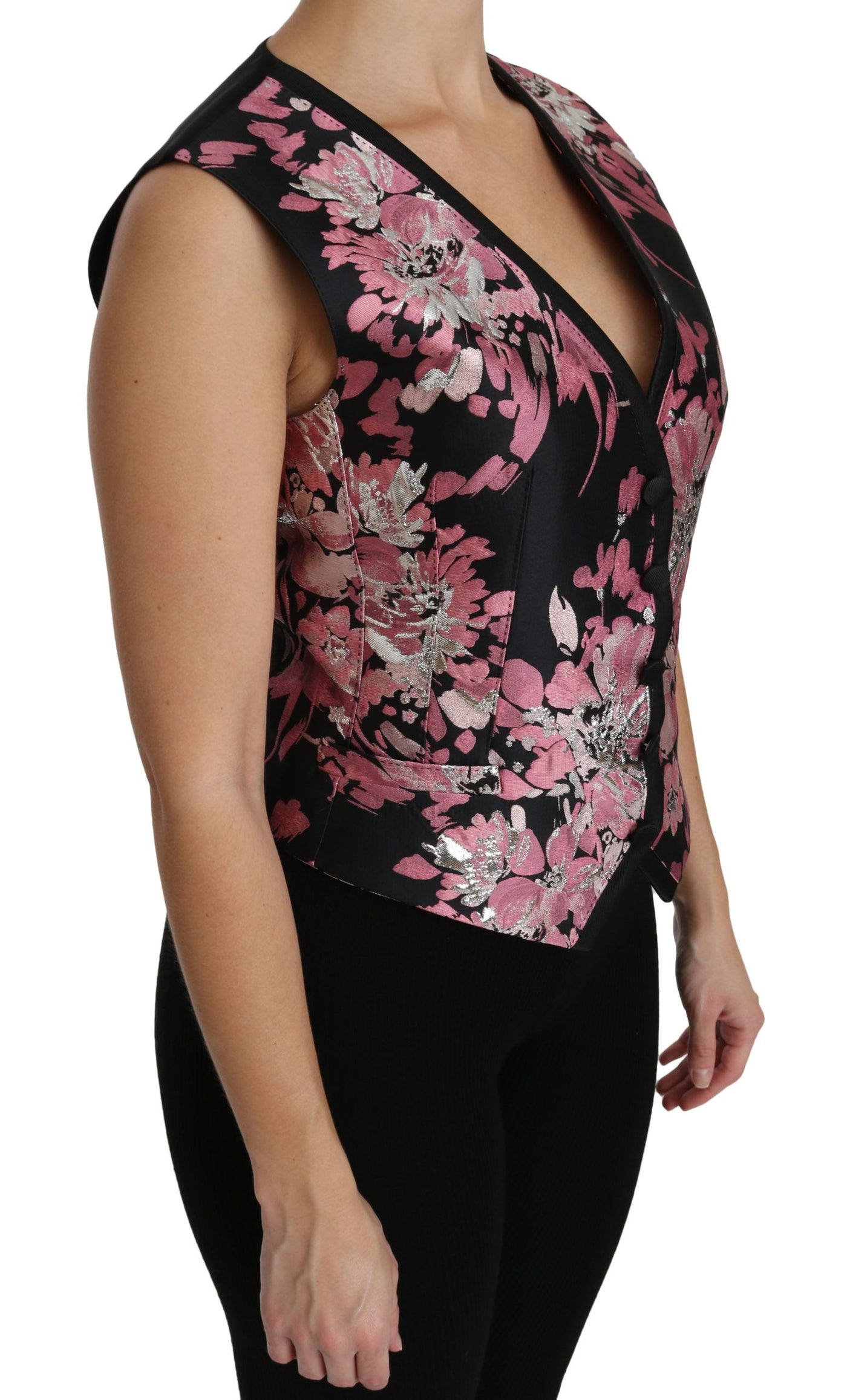 Dolce &amp; Gabbana Gilet à fleurs noir et rose
