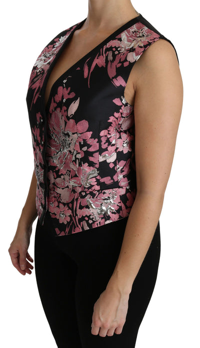 Dolce &amp; Gabbana Gilet à fleurs noir et rose